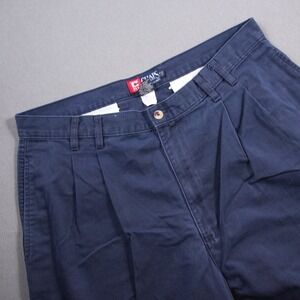 Chaps Ralph Lauren Men Classic Fit Pleated Blue Pleated Chino Pants Fits 33x32